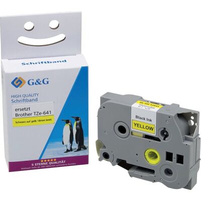 Premium Schriftband kompatibel zu Brother Tze-641, schwarz auf gelb, 18 mm x 8 m, laminiert