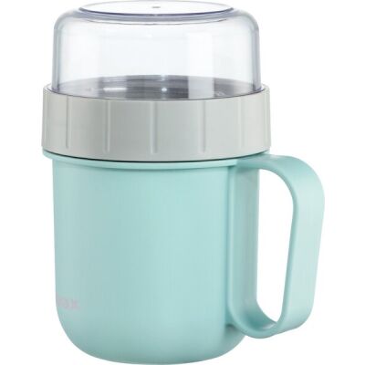 Müslibecher To Go, 2 Fächer, 200 ml, 500 ml, pastellblau/grau