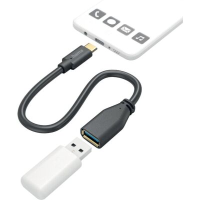 USB-Adapterkabel, USB-C-Stecker - USB-A-Buchse, 15 cm, schwarz