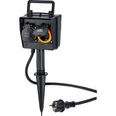 Steckdose, Außenbereich, Zeitschaltuhr, schwarz