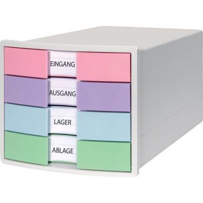 Schubladenbox IMPULS, 4 Schubladen, geschlossen, weiß/pastell farbig, (H x B x T) 235 x 280 x 368 mm