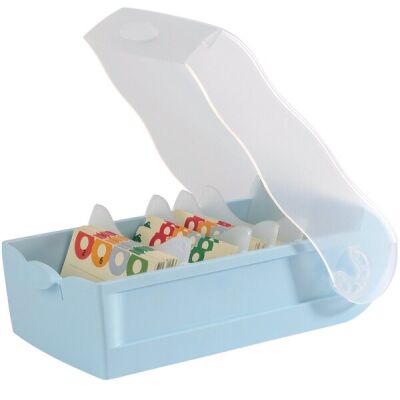 Karteibox Croco, Lernkartei, DIN A7 quer, für 500 Karten, transluzent pastellblau, 85 x 121 x 246 mm