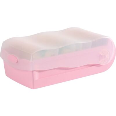 Karteibox Croco, Lernkartei, DIN A7 quer, für 500 Karten, transluzent pastellrosa, 97 x 191 x 67 mm