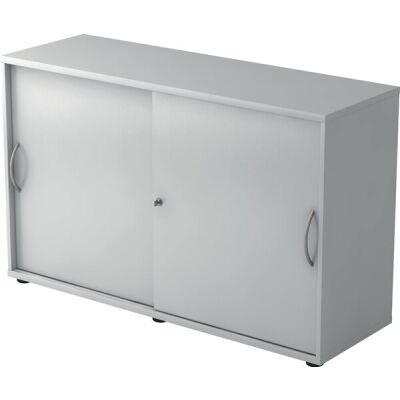 Schiebetürenschrank 1752, (H x B x T) 748 x 120 x 400 mm, 2 Ordnerhöhen, abschließbar, grau/grau