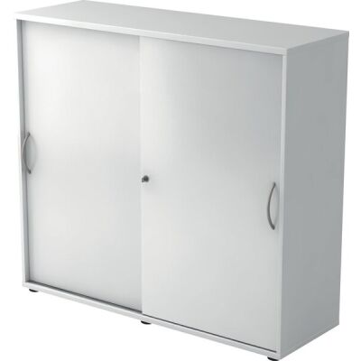 Schiebetürenschrank 1753, (H x B x T) 1200 x 1110 x 400 mm, 3 Ordnerhöhen, abschließbar, weiß/weiß
