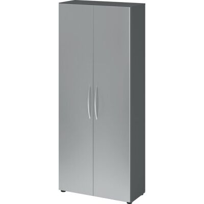 Flügeltürenschrank 4100, 1880 x 800 x 346 mm, 5 Ordnerhöhen, 4 Fachböden, graphit/silber