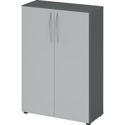Flügeltürenschrank 450, 1144 x 800 x 346 mm, 3 Ordnerhöhen, 2 Fachböden, graphit/grau
