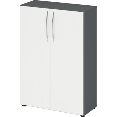 Flügeltürenschrank 450, 1144 x 800 x 346 mm, 3 Ordnerhöhen, 2 Fachböden, graphit/weiß