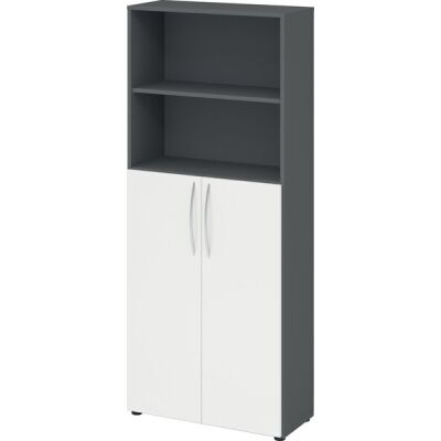 Regal 4770, (H x B x T) 1880 x 800 x 346 mm, 5 Ordnerhöhen, Drehtüren unten, graphit/weiß