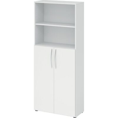 Regal 4770, (H x B x T) 1880 x 800 x 346 mm, 5 Ordnerhöhen, Drehtüren unten, weiß/weiß