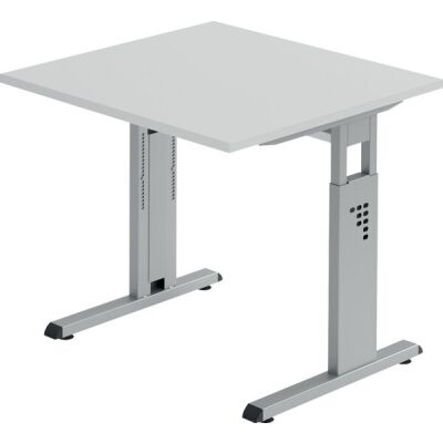 Schreibtisch OS08, (H x B x T) 650-850 x 800 x 800 mm, C-Fuß-Gestell, höhenverstellbar, grau/silber