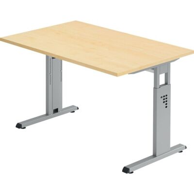 Schreibtisch OS12, (H x B x T) 650-850 x 1200 x 800 mm, C-Fuß-Gestell, höhenverstellbar, ahorn/silber