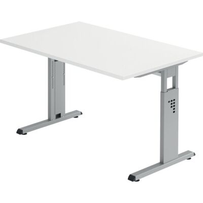 Schreibtisch OS12, (H x B x T) 650-850 x 1200 x 800 mm, C-Fuß-Gestell, höhenverstellbar, weiß/silber