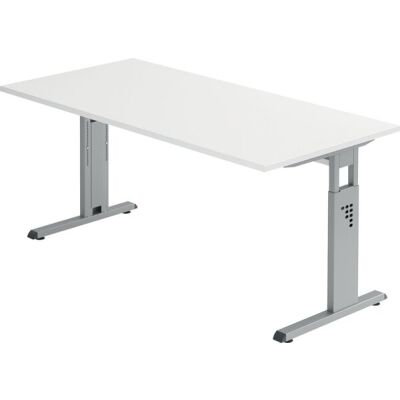 Schreibtisch OS16, (H x B x T) 650-850 x 1600 x 800 mm, C-Fuß-Gestell, höhenverstellbar, weiß/silber