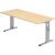 Schreibtisch OS19, (H x B x T) 650-850 x 1800 x 800 mm, C-Fuß-Gestell, höhenverstellbar, ahorn/silber