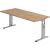 Schreibtisch OS19, (H x B x T) 650-850 x 1800 x 800 mm, C-Fuß-Gestell, höhenverstellbar, asteiche/silber