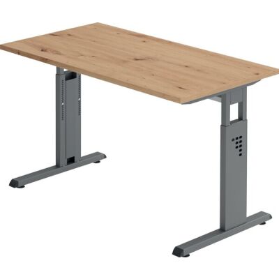 Schreibtisch OS612, (H x B x T) 650-850 x 1200 x 670 mm, C-Fuß-Gestell, höhenverstellbar, asteiche/graphit
