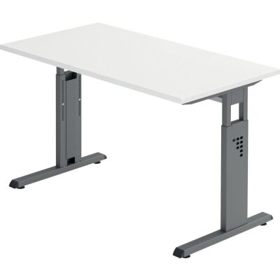 Schreibtisch OS612, (H x B x T) 650-850 x 1200 x 670 mm, C-Fuß-Gestell, höhenverstellbar, weiß/graphit