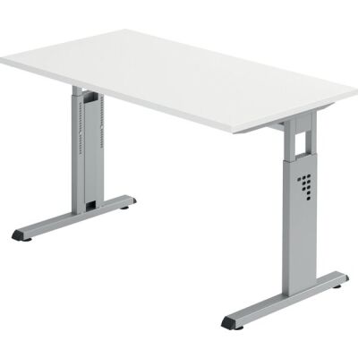 Schreibtisch OS612, (H x B x T) 650-850 x 1200 x 670 mm, C-Fuß-Gestell, höhenverstellbar, weiß/silber