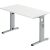 Schreibtisch OS612, (H x B x T) 650-850 x 1200 x 670 mm, C-Fuß-Gestell, höhenverstellbar, weiß/silber