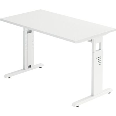 Schreibtisch OS612, (H x B x T) 650-850 x 1200 x 670 mm, C-Fuß-Gestell, höhenverstellbar, weiß/weiß