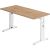 Schreibtisch OS614, (H x B x T) 650-850 x 1400 x 670 mm, C-Fuß-Gestell, höhenverstellbar, asteiche/weiß