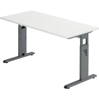 Schreibtisch OS614, (H x B x T) 650-850 x 1400 x 670 mm, C-Fuß-Gestell, höhenverstellbar, weiß/graphit