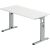 Schreibtisch OS614, (H x B x T) 685-810 x 1400 x 670 mm, C-Fuß-Gestell, höhenverstellbar, weiß/silber
