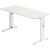 Schreibtisch OS614, (H x B x T) 650-850 x 1400 x 670 mm, C-Fuß-Gestell, höhenverstellbar, weiß/weiß