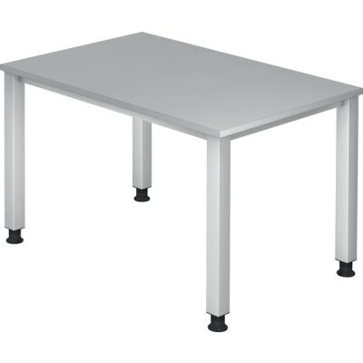 Schreibtisch QS12, (H x B x T) 680-835 x 1200 x 800 mm, 4-Fuß-Gestell, höhenverstellbar, grau/silber