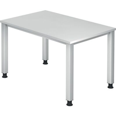 Schreibtisch QS12, (H x B x T) 680-835 x 1200 x 800 mm, 4-Fuß-Gestell, höhenverstellbar, weiß/silber