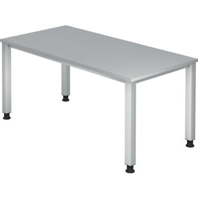Schreibtisch QS16, (H x B x T) 680-835 x 1600 x 800 mm, 4-Fuß-Gestell, höhenverstellbar, grau/silber