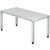 Schreibtisch QS16, (H x B x T) 680-835 x 1600 x 800 mm, 4-Fuß-Gestell, höhenverstellbar, weiß/silber