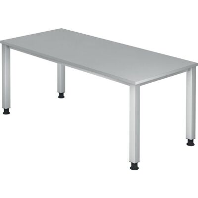 Schreibtisch QS19, (H x B x T) 680-835 x 1800 x 800 mm, 4-Fuß-Gestell, höhenverstellbar, grau/silber