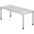 Schreibtisch QS19, (H x B x T) 680-835 x 1800 x 800 mm, 4-Fuß-Gestell, höhenverstellbar, weiß/silber