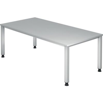 Schreibtisch QS2E, (H x B x T) 680-835 x 2000 x 800 mm, 4-Fuß-Gestell, höhenverstellbar, grau/silber