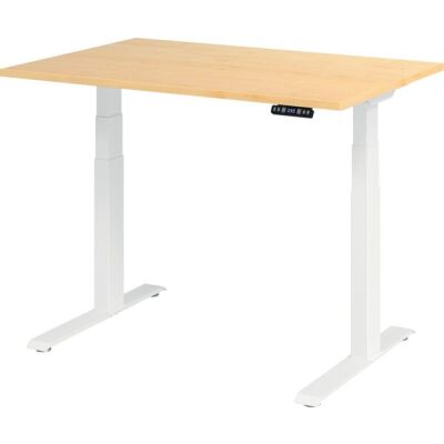 Sitz-/Stehschreibtisch XDBK12, (H x B x T) 640-1290 x 1200 x 800 mm, C-Fuß-Gestell, elektrisch höhenverstellbar, ahorn/weiß
