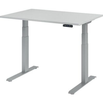 Sitz-/Stehschreibtisch XDBK12, (H x B x T) 640-1290 x 1200 x 800 mm, C-Fuß-Gestell, elektrisch höhenverstellbar, grau/silber