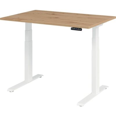 Sitz-/Stehschreibtisch XDBK12, (H x B x T) 640-1290 x 1200 x 800 mm, C-Fuß-Gestell, elektrisch höhenverstellbar, asteiche/weiß