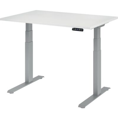 Sitz-/Stehschreibtisch XDBK12, (H x B x T) 640-1290 x 1200 x 800 mm, C-Fuß-Gestell, elektrisch höhenverstellbar, weiß/silber