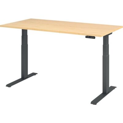 Sitz-/Stehschreibtisch XDBK16, (H x B x T) 640-1290 x 1600 x 800 mm, C-Fuß-Gestell, elektrisch höhenverstellbar, ahorn/graphit