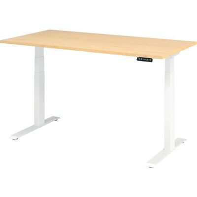 Sitz-/Stehschreibtisch XDBK16, (H x B x T) 640-1290 x 1600 x 800 mm, C-Fuß-Gestell, elektrisch höhenverstellbar, ahorn/weiß