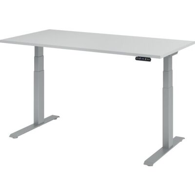 Sitz-/Stehschreibtisch XDBK16, (H x B x T) 640-1290 x 1600 x 800 mm, C-Fuß-Gestell, elektrisch höhenverstellbar, grau/silber