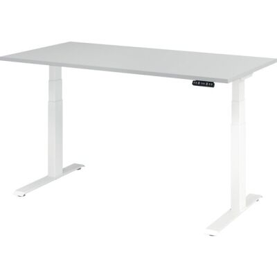 Sitz-/Stehschreibtisch XDBK16, (H x B x T) 640-1290 x 1600 x 800 mm, C-Fuß-Gestell, elektrisch höhenverstellbar, grau/weiß