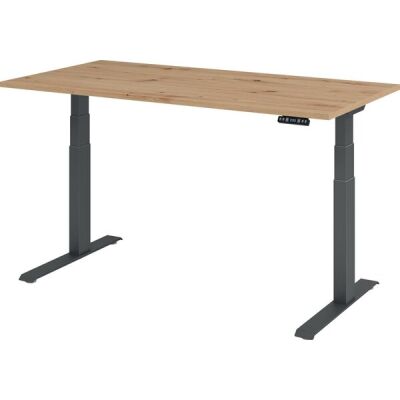 Sitz-/Stehschreibtisch XDBK16, (H x B x T) 640-1290 x 1600 x 800 mm, C-Fuß-Gestell, elektrisch höhenverstellbar, asteiche/graphit