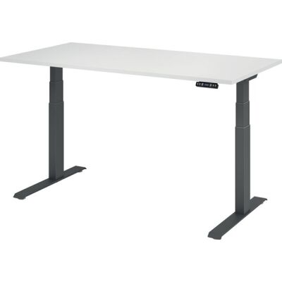 Sitz-/Stehschreibtisch XDBK16, (H x B x T) 640-1290 x 1600 x 800 mm, C-Fuß-Gestell, elektrisch höhenverstellbar, weiß/graphit
