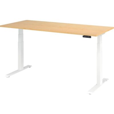 Sitz-/Stehschreibtisch XDBK19, (H x B xT) 640-1290 x 1800 x 800 mm, C-Fuß-Gestell, elektrisch höhenverstellbar, ahorn/weiß