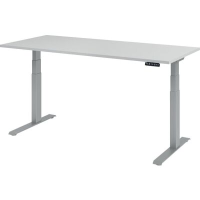 Sitz-/Stehschreibtisch XDBK19, (H x B xT) 640-1290 x 1800 x 800 mm, C-Fuß-Gestell, elektrisch höhenverstellbar, grau/silber