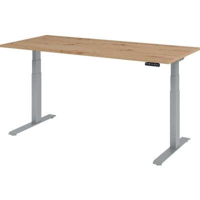 Sitz-/Stehschreibtisch XDBK19, (H x B xT) 640-1290 x 1800 x 800 mm, C-Fuß-Gestell, elektrisch höhenverstellbar, asteiche/silber