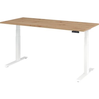 Sitz-/Stehschreibtisch XDBK19, (H x B xT) 640-1290 x 1800 x 800 mm, C-Fuß-Gestell, elektrisch höhenverstellbar, asteiche/weiß